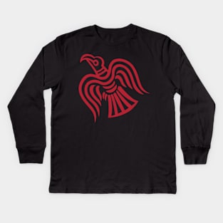 raven of odin red Kids Long Sleeve T-Shirt